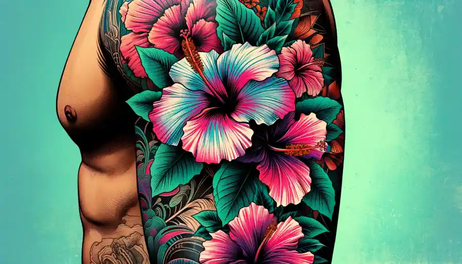 Hibiscus Flower Mens Floral Tattoo Designs