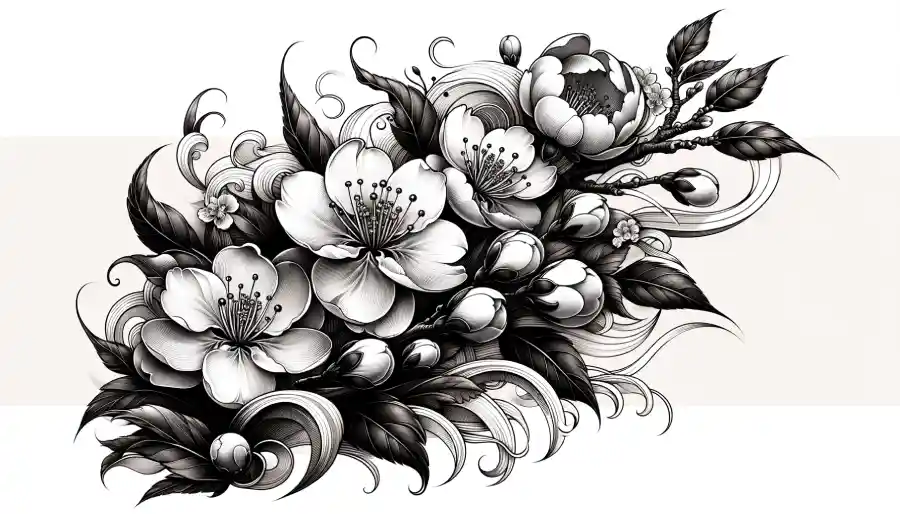 Japanese Cherry Blossom Mens Floral Tattoo Designs