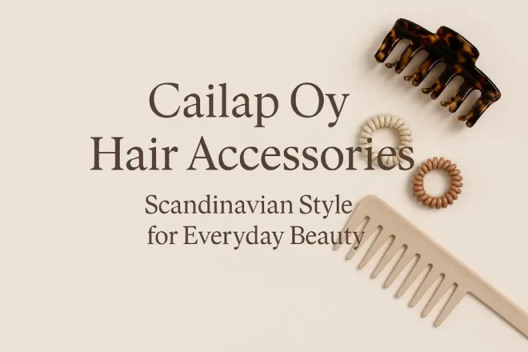 Featured image showing a stylish flat-lay of Cailap Oy hair accessories with overlaid blog title text in a modern Scandinavian layout.